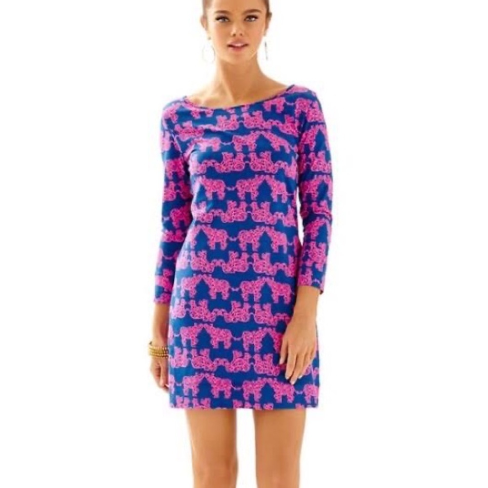 Lilly Pulitzer Marlowe Pink and Blue Elephant Dress